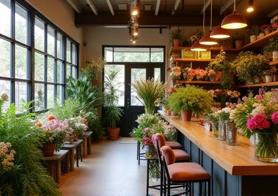 Interieur van Bloemrijk Amsterdam met bloemrijke toonbank