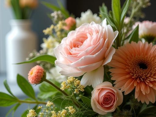 Handgemaakt bloemstuk samengesteld in de winkel